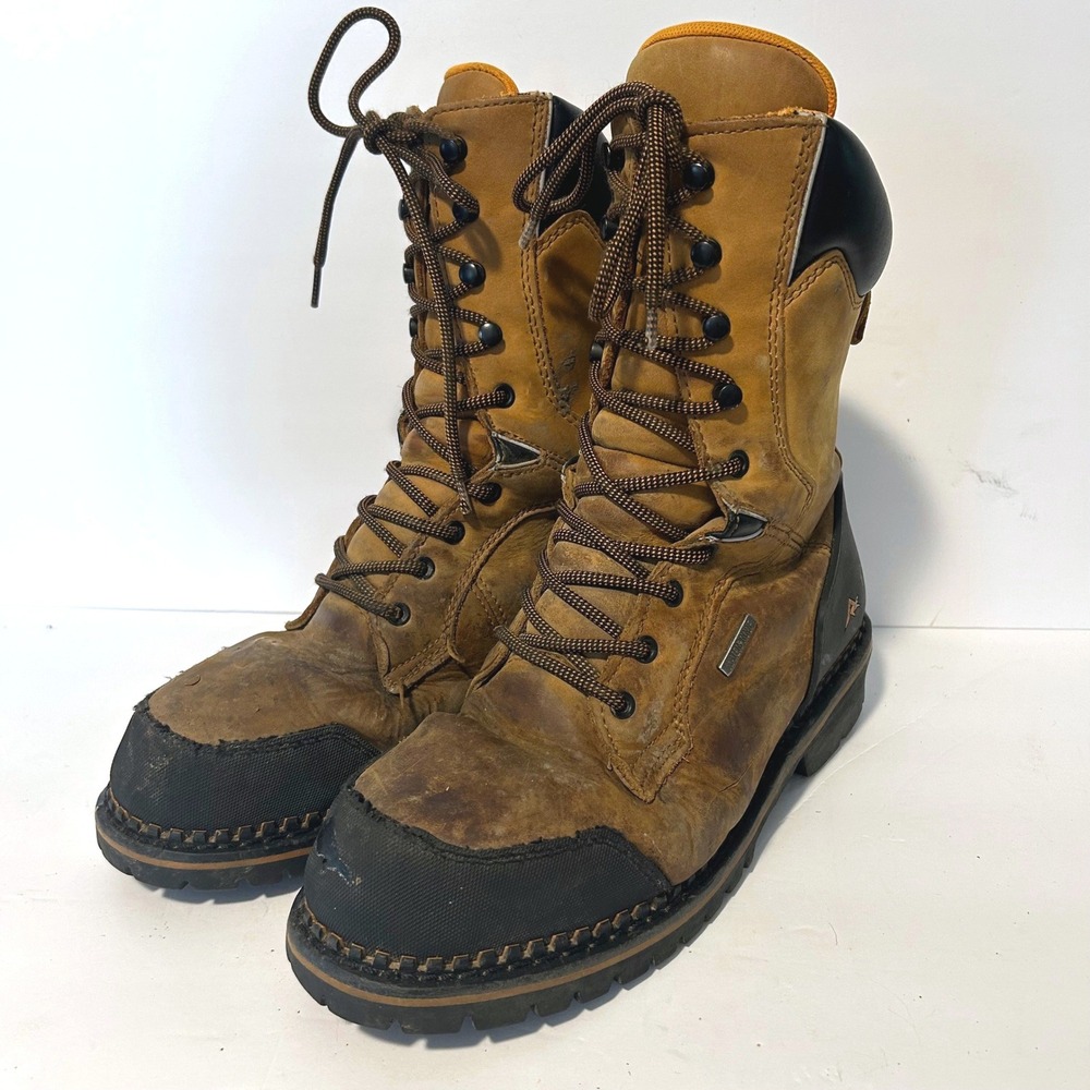 Ridgecut Toughwear Work Logger Boots Men 10.5W Brown WP Steel Toe EH RCT009TS
